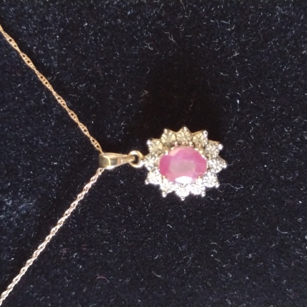 10k Ruby And Diamonds Necklace - Picture 10 of 10